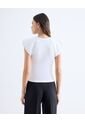 Camiseta Acanalada Con Mangas Globo  Para Mujer Blanco Seven Seven de Seven Seven