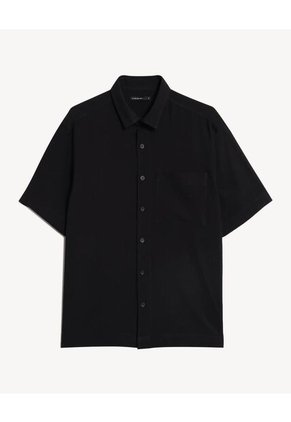 Camisa  Para Hombre Manga Corta Con Bolsillo Cuello C Color Negro Marca Seven Seven #45012242