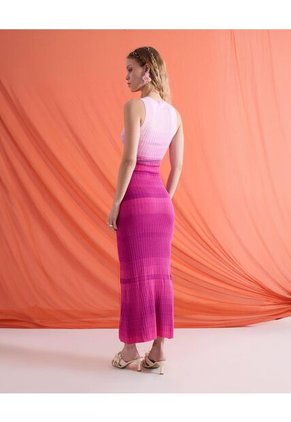 Vestido Largo En Tricot  Para Mujer Rosa Seven Seven