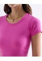 Camiseta Ajustada Manga Corta  Para Mujer Rosado Seven Seven de Seven Seven