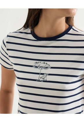 Camiseta A Rayas  Para Mujer Azul Seven Seven