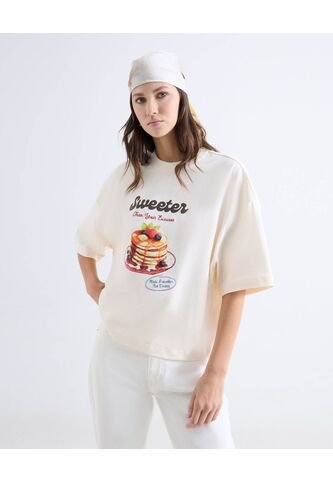 Camiseta Estampada Sweet Pancakes  Para Mujer Blanco Seven Seven Seven Seven