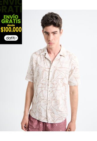 Camisa Para Hombre Manga Corta Cuello Resort Color Rosa  Marca Seven Seven #45012108 Seven Seven