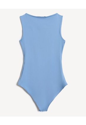 Body Cuello Bandeja Licrado  Para Mujer Azul Seven Seven