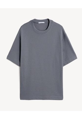 Camiseta Oversize Texturizada  Para Hombre Gris Seven Seven Seven Seven