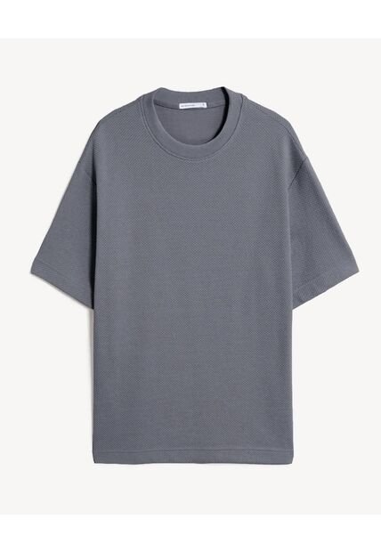 Camiseta Oversize Texturizada  Para Hombre Gris Seven Seven