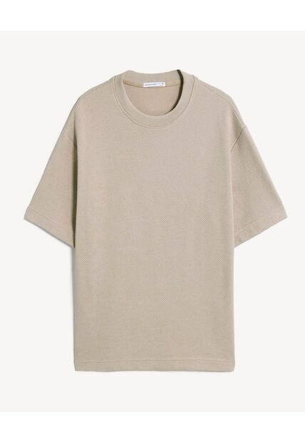 Camiseta En Rib Regular  Para Hombre Gris Seven Seven