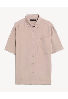 Camisa  Para Hombre Manga Corta Con Bolsillo Cuello C Color Taupe Marca Seven Seven #45012240