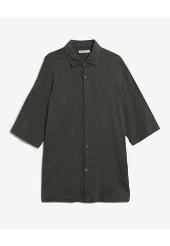 Camisa De Oversize Con Texturizada  Para Hombre Verde Seven Seven Seven Seven