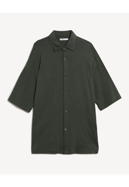 Camisa De Oversize Con Texturizada  Para Hombre Verde Seven Seven