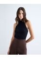Top Tejido Cuello Alto Tank  Para Mujer Negro Seven Seven de Seven Seven