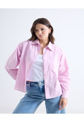 Blusa Oversize Con Botonadura  Para Mujer Rosa Seven Seven Seven Seven