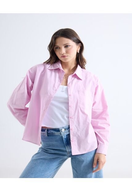 Blusa Oversize Con Botonadura  Para Mujer Rosa Seven Seven