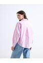 Blusa Oversize Con Botonadura  Para Mujer Rosa Seven Seven de Seven Seven