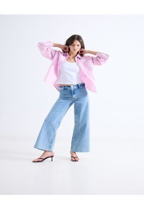 Blusa Oversize Con Botonadura  Para Mujer Rosa Seven Seven