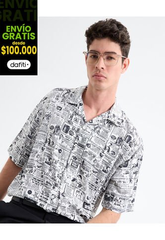 Camisa Para Hombre Manga Corta Cuello Resort Color Gris  Marca Seven Seven #45012112 Seven Seven