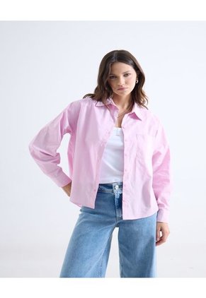 Blusa Oversize Con Botonadura  Para Mujer Rosa Seven Seven