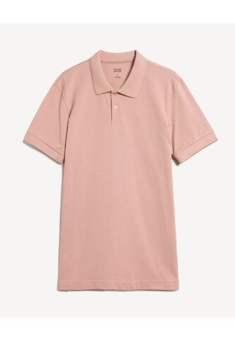Polo Con Cuello Acanalado  Para Hombre Rosado Seven Seven Seven Seven