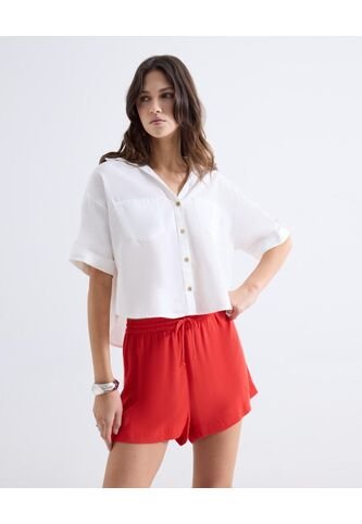 Blusa Holgada Con Bolsillos  Para Mujer Blanco Seven Seven Seven Seven