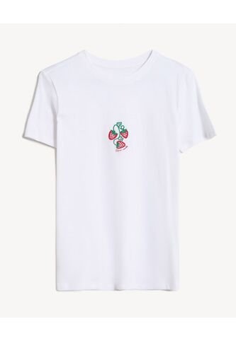 Camiseta Semi Ajustada Estampada  Para Mujer Marfil Seven Seven Seven Seven