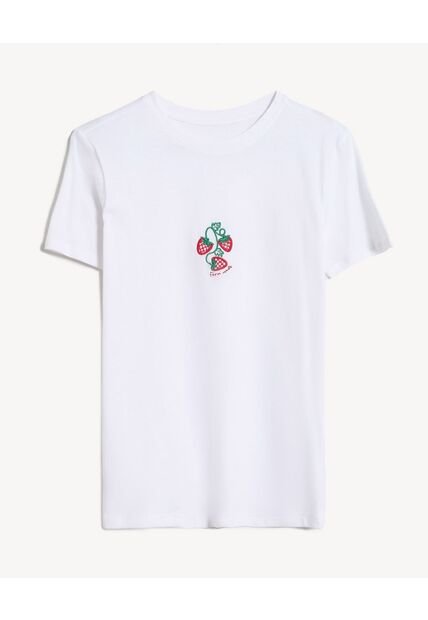 Camiseta Semi Ajustada Estampada  Para Mujer Marfil Seven Seven