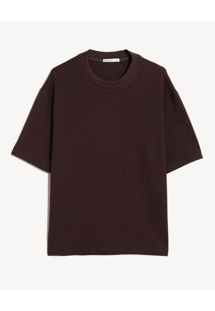 Camiseta Oversize Texturizada  Para Hombre Café Seven Seven