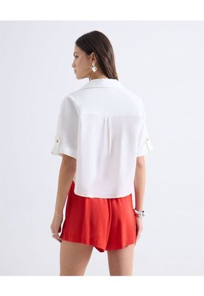 Blusa Holgada Con Bolsillos  Para Mujer Blanco Seven Seven