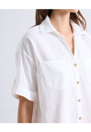 Blusa Holgada Con Bolsillos  Para Mujer Blanco Seven Seven