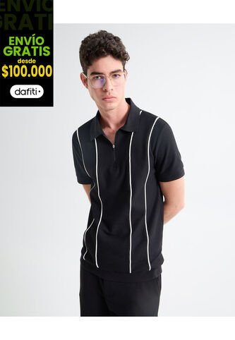 Polo Para Hombre Cuello Tejido  Color Negro Marca Seven Seven #45110846 Seven Seven