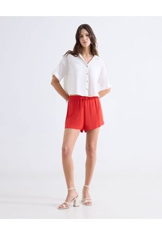 Short Fluido Con Lazo  Para Mujer Rojo Seven Seven Seven Seven