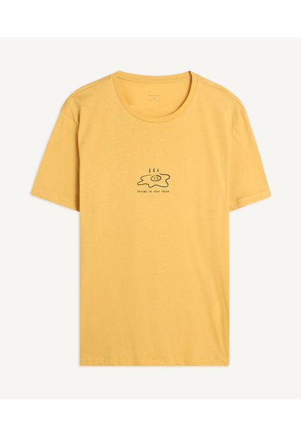 Camiseta Para Hombre Manga Corta Color Mostaza Marca Seven Seven #45092103