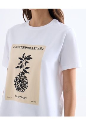 Camiseta Estampada Contemporary Art  Para Mujer Blanco Seven Seven