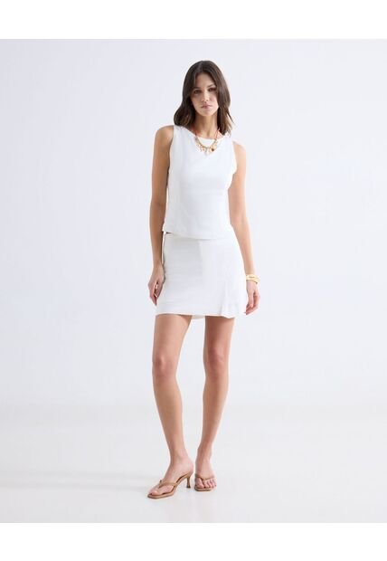 Falda Short Fluido  Para Mujer Blanco Seven Seven