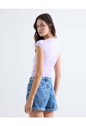 Body Ajustado Con Manga Corta  Para Mujer Lila Seven Seven