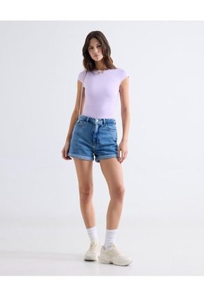 Body Ajustado Con Manga Corta  Para Mujer Lila Seven Seven