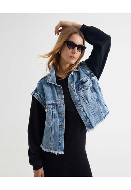 Chaqueta Para Mujer Trucker Color Azul Marca Seven Seven #28080968