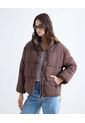Chaqueta Acolchada Cuello Alto  Para Mujer Café Seven Seven de Seven Seven