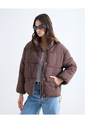Chaqueta Acolchada Cuello Alto  Para Mujer Café Seven Seven Seven Seven