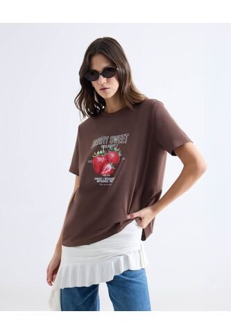 Camiseta Estampada Berry Sweet  Para Mujer Café Seven Seven Seven Seven