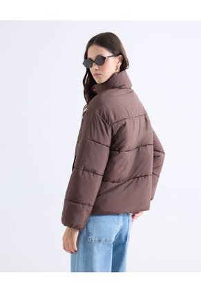 Chaqueta Acolchada Cuello Alto  Para Mujer Café Seven Seven