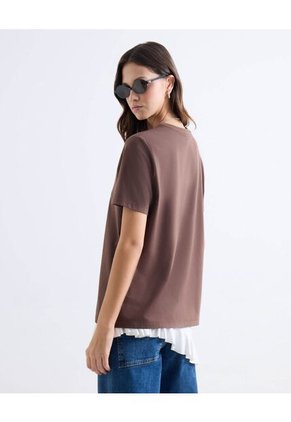 Camiseta Estampada Berry Sweet  Para Mujer Café Seven Seven