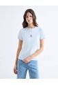 Camiseta Básica Bordado Mini  Para Mujer Celeste Seven Seven de Seven Seven