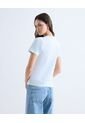 Camiseta Básica Bordado Mini  Para Mujer Celeste Seven Seven de Seven Seven