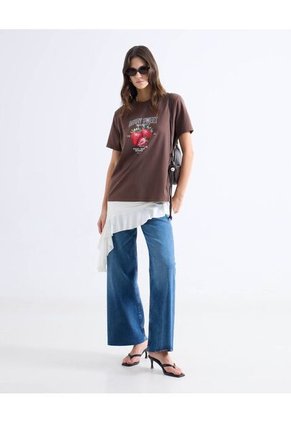 Camiseta Estampada Berry Sweet  Para Mujer Café Seven Seven