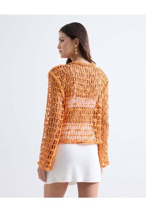 Saco Tejido En Crochet  Para Mujer Naranja Seven Seven