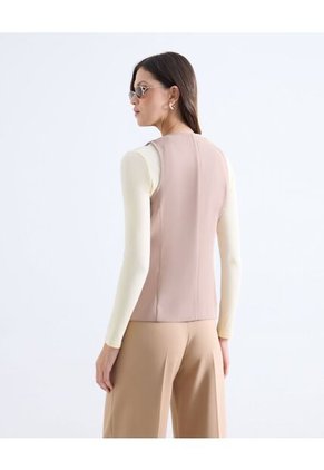 Chaleco Sastrero Con Escote En V  Para Mujer Beige Seven Seven