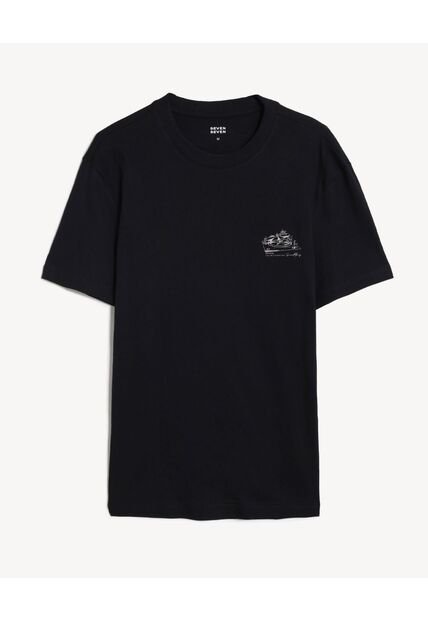 Camiseta  Para Hombre Manga Corta Cuello Redondo Color Negro Marca Seven Seven #45097677
