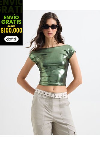 Camiseta Para Mujer Manga Corta Color Verde Oscuro Marca Seven Seven #28096109 Seven Seven