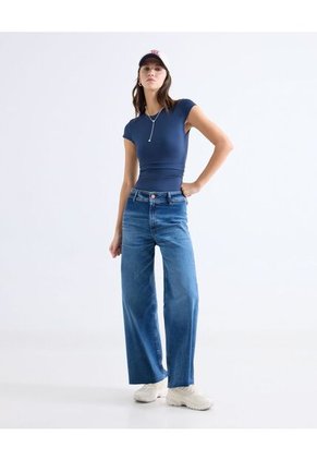 Body Cuello Redondo Licrado  Para Mujer Azul Seven Seven