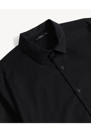 Camisa Stretch Cuello Gales  Para Hombre Negro Seven Seven